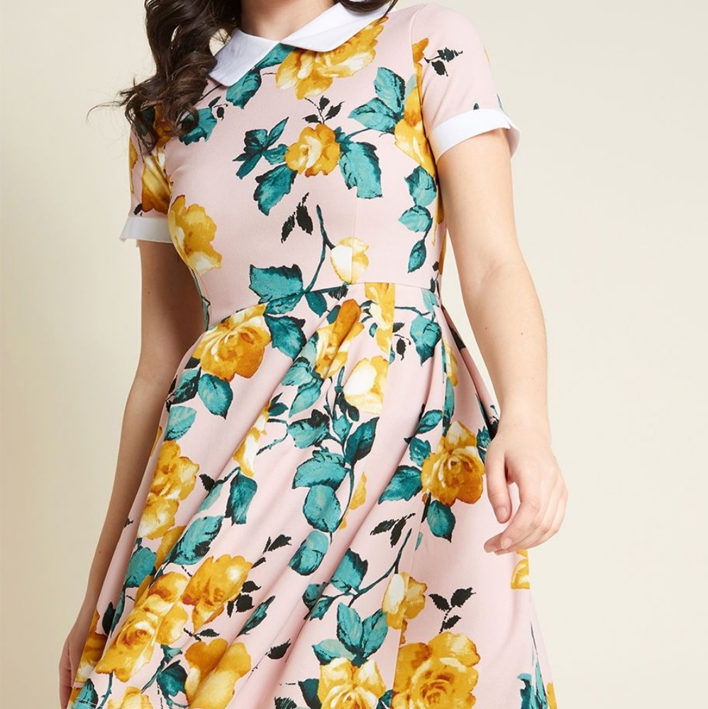 Smak Parlour Pink Dress with Peter Pan Collar